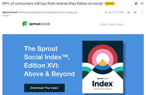 b2b e-mailmarketing voorbeeld - sprout social