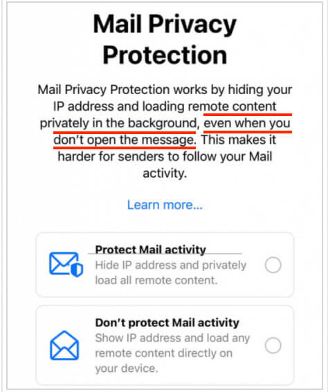 apple ios 15 update e-mail privacybescherming opt-in scherm